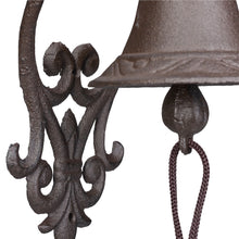 Lade das Bild in den Galerie-Viewer, Antike Türglocke aus Gusseisen mit Ornamenten und Vögelchen