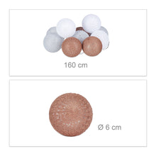 Lade das Bild in den Galerie-Viewer, LED LICHTERKETTE 10 Kugeln Weiss-Grau-Braun für Aussen/Innen