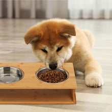 Lade das Bild in den Galerie-Viewer, Geneigte Napfstation BAMBUS für HUND + KATZE Jam-Factory.ch