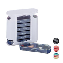 Lade das Bild in den Galerie-Viewer, Pillendose 7 Tage 4 Fächer weiss-blau