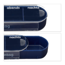 Lade das Bild in den Galerie-Viewer, Pillendose 7 Tage 4 Fächer weiss-blau