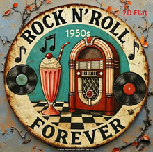 Lade das Bild in den Galerie-Viewer, Aluminium Schild Vintage 1950er Rock 'n' Roll Forever Jam-Factory.ch
