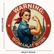 Lade das Bild in den Galerie-Viewer, Schild Vintage "Warning Womant at work" Jam-Factory.ch
