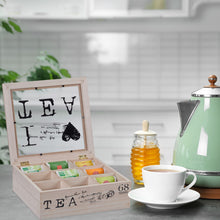 Lade das Bild in den Galerie-Viewer, TEEBOX HOLZ 9 Fächer &quot;I LOVE TEA&quot;
