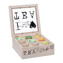 Lade das Bild in den Galerie-Viewer, TEEBOX HOLZ 9 Fächer &quot;I LOVE TEA&quot;
