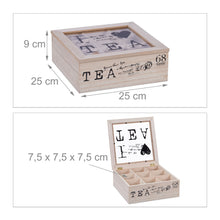 Lade das Bild in den Galerie-Viewer, TEEBOX HOLZ 9 Fächer &quot;I LOVE TEA&quot;
