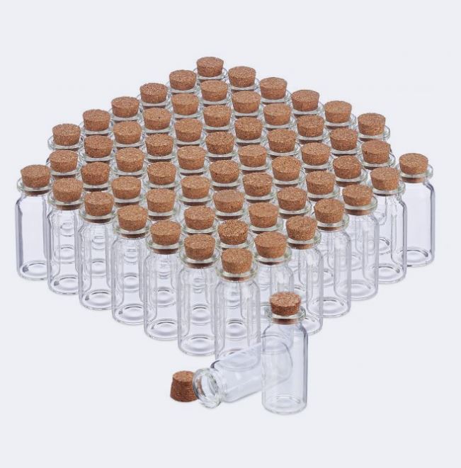 Mini Glasfläschchen mit Korken 60er Set